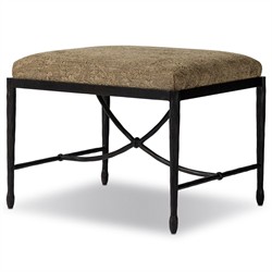 Jane Updated Traditional Brown Printed Bronze Iron Rectangular Stool|