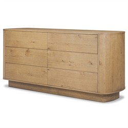 Paris Rustic Lodge Worn Brown Oak Double Dresser|