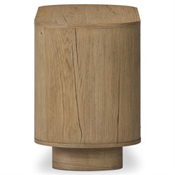 Paris Rustic Lodge Worn Oak Oval Nightstand|