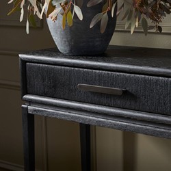 Rosal Modern Classic Black Oak Woven Rush Rectangular Console Table - 60"|