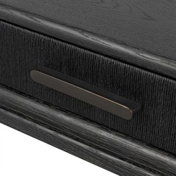 Rosal Modern Classic Black Oak Woven Rush Rectangular Console Table - 60"|