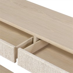 Rosal Modern Classic Natural Oak Woven Rush Rectangular Console Table - 60"|