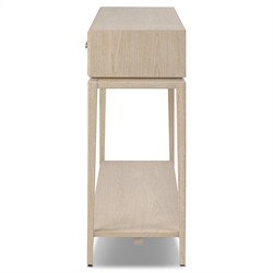 Rosal Modern Classic Natural Oak Woven Rush Rectangular Console Table - 60"|