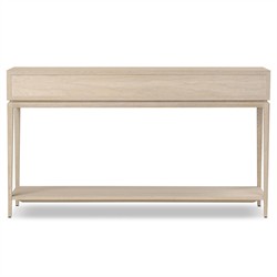 Rosal Modern Classic Natural Oak Woven Rush Rectangular Console Table - 60"|