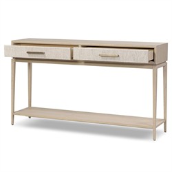 Rosal Modern Classic Natural Oak Woven Rush Rectangular Console Table - 60"|