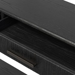 Rosal Modern Classic Black Oak Woven Rush Rectangular Console Table - 78"|