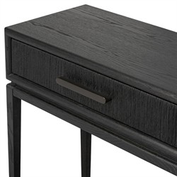 Rosal Modern Classic Black Oak Woven Rush Rectangular Console Table - 78"|