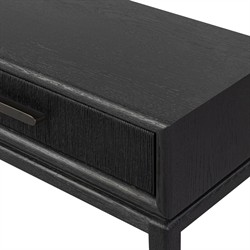 Rosal Modern Classic Black Oak Woven Rush Rectangular Console Table - 78"|