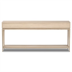 Rosal Modern Classic Natural Oak Woven Rush Rectangular Console Table - 78"|