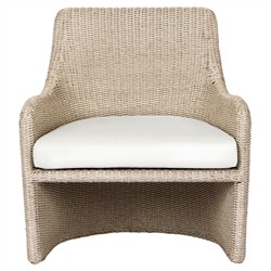 Heather Coastal Beach Vintage White Woven Outdoor Lounge Chair|