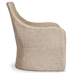 Heather Coastal Beach Vintage White Woven Outdoor Lounge Chair|