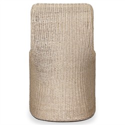 Heather Coastal Beach Vintage White Woven Outdoor Dining Chair|