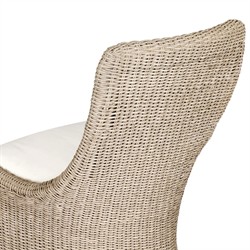 Heather Coastal Beach Vintage White Woven Outdoor Dining Chair|