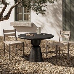 Brixton Modern Classic Distressed Bronze Aluminum Round Outdoor Dining Table - 42"|