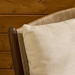 Hirom Updated Traditional Cream Cushion Brown Teak Outdoor Chaise Lounge|