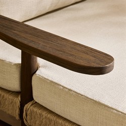 Hirom Updated Traditional Cream Cushion Brown Teak Outdoor Chaise Lounge|