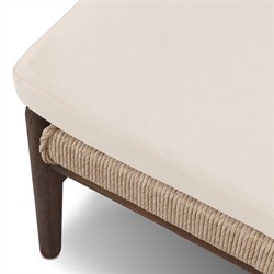 Hirom Updated Traditional Cream Cushion Brown Teak Outdoor Chaise Lounge|