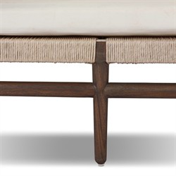 Hirom Updated Traditional Cream Cushion Brown Teak Outdoor Chaise Lounge|