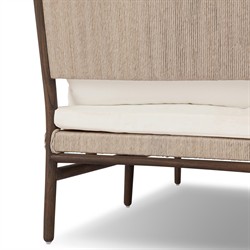 Hirom Updated Traditional Cream Cushion Brown Teak Outdoor Chaise Lounge|