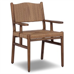 Hirom Updated Traditional Brown Wood Outdoor Dining Arm Chair|