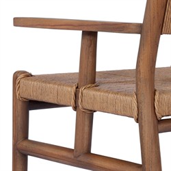 Hirom Updated Traditional Brown Wood Outdoor Dining Arm Chair|