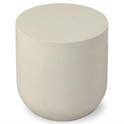 Yvonne Modern Classic White Concrete Outdoor Round Drum End Table|