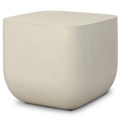 Yvonne Modern Classic White Concrete Outdoor Square Block End Table|