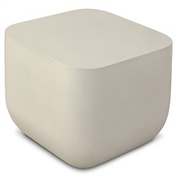 Yvonne Modern Classic White Concrete Outdoor Square Block End Table|