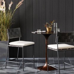 Lindsey Modern Classic Black Steel Outdoor Counter Stool|