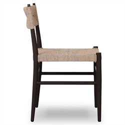 Mable Coastal Beach Beige Wicker Black Steel Outdoor Dining Chair|