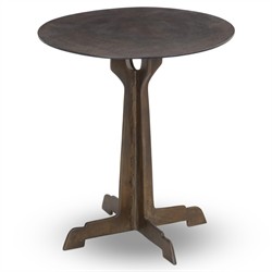 Malloy Updated Traditional Antique Brass Aluminum Outdoor Pedestal End Table|