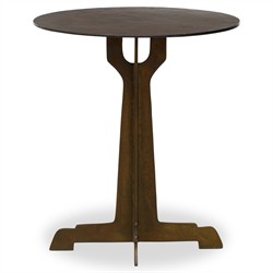 Malloy Updated Traditional Antique Brass Aluminum Outdoor Pedestal End Table|