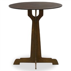 Malloy Updated Traditional Antique Brass Aluminum Outdoor Pedestal End Table|