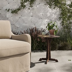 Malloy Updated Traditional Antique Brass Aluminum Outdoor Pedestal End Table|