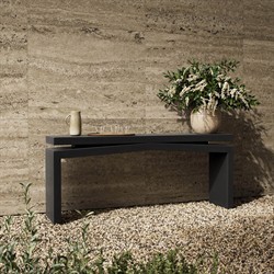 Rayan Modern Classic Black Concrete Rectangular Outdoor Console Table|