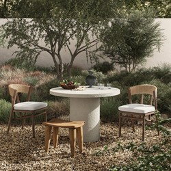 Lucienne Modern Classic White Concrete Round Outdoor Dining Table - 42"|