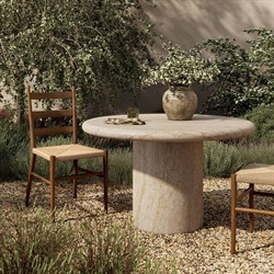 Regine Modern Classic Beige Concrete Round Outdoor Dining Table - 48"|