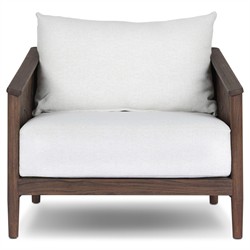 Ridge Rustic Lodge Dark Brown Teak Outdoor Lounge Arm Chair|