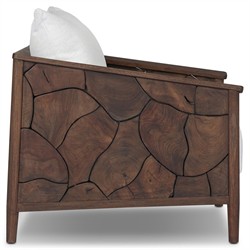 Ridge Rustic Lodge Dark Brown Teak Outdoor Lounge Arm Chair|