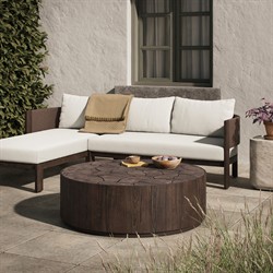 Ridge Rustic Lodge Dark Brown Teak Round Outdoor Coffee Table|
