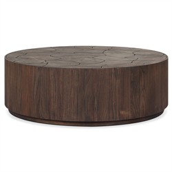 Ridge Rustic Lodge Dark Brown Teak Round Outdoor Coffee Table|