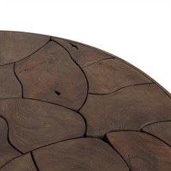 Ridge Rustic Lodge Dark Brown Teak Round Outdoor Coffee Table|