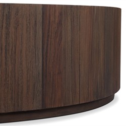 Ridge Rustic Lodge Dark Brown Teak Round Outdoor Coffee Table|