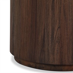 Ridge Rustic Lodge Dark Brown Teak Outdoor Drum End Table|