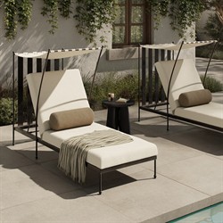 Gretchen French Country Bombay Flax Adjustable Outdoor Chaise Lounge|