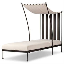 Gretchen French Country Bombay Flax Adjustable Outdoor Chaise Lounge|