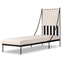 Gretchen French Country Bombay Flax Adjustable Outdoor Chaise Lounge|