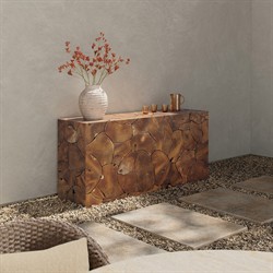 Thorn Coastal Beach Brown Teak Rectangular Outdoor Console Table|