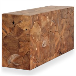 Thorn Coastal Beach Brown Teak Rectangular Outdoor Console Table|