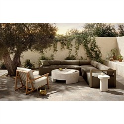 Laskin Modern Classic Brown Teak Corner Outdoor Sectional - 124"|